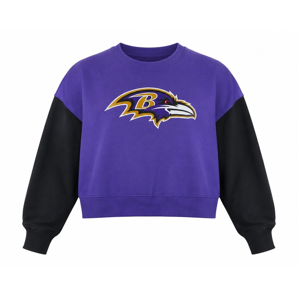 Nike Baltimore Ravens Women XL Colorblock Cropped oversized Sweatshirt sporty